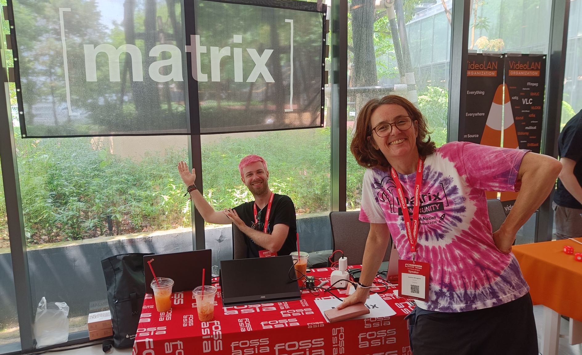 Matrix booth at FOSSASIA 2025 represented by HarHarLinks, and Nadine