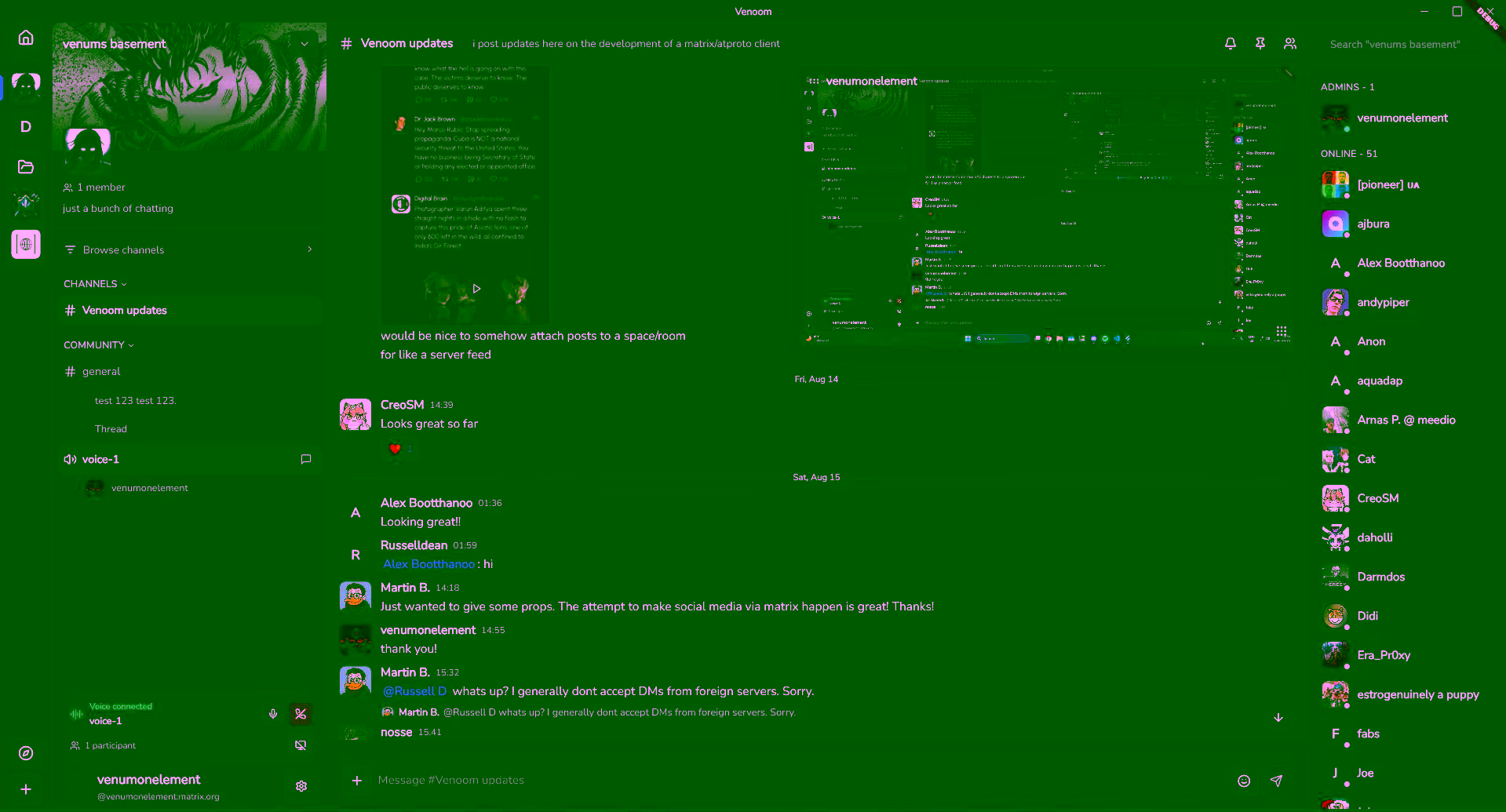 The Venoom user interface