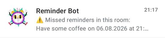 A list of missed reminders