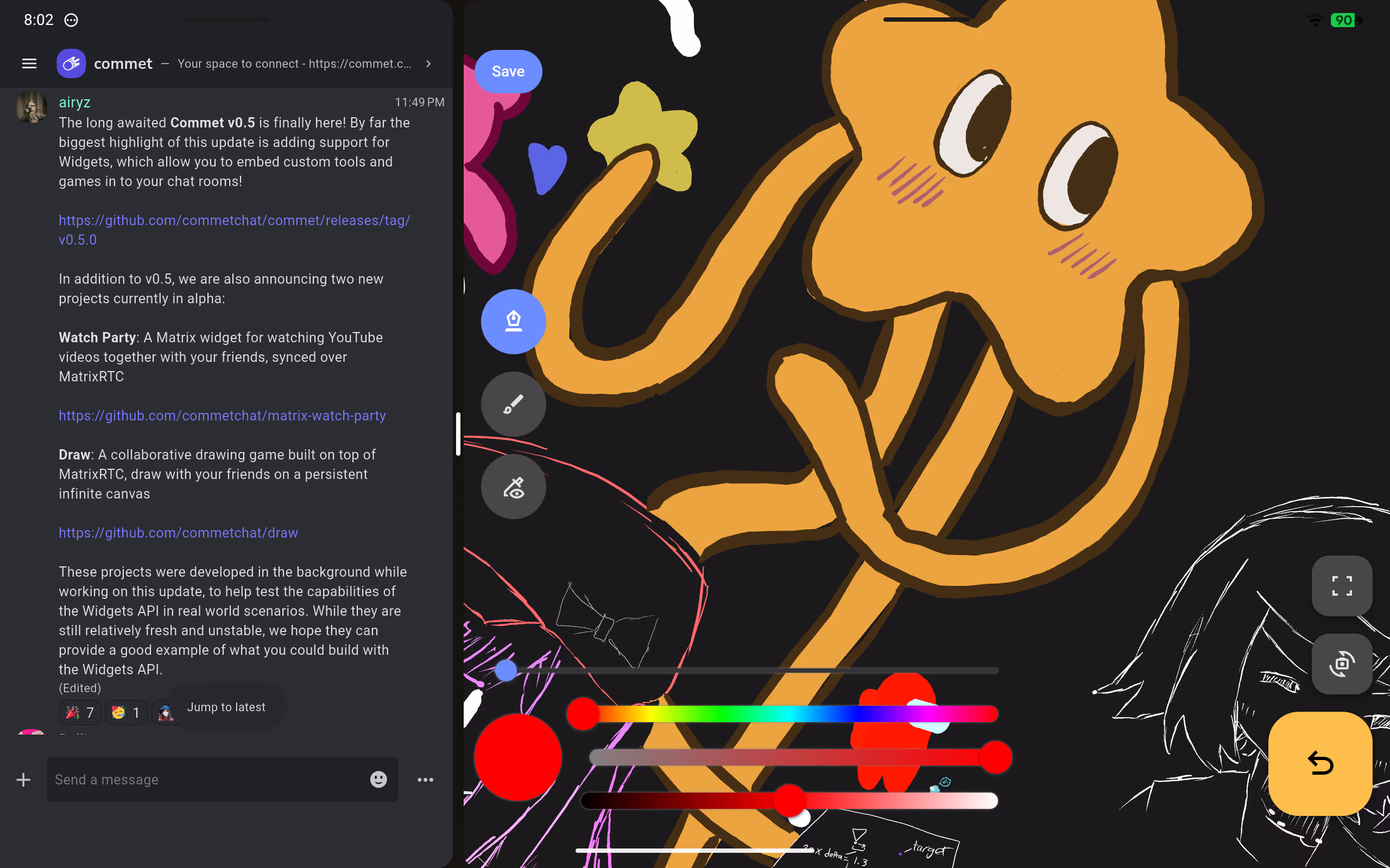 Screenshot of Commet v0.5