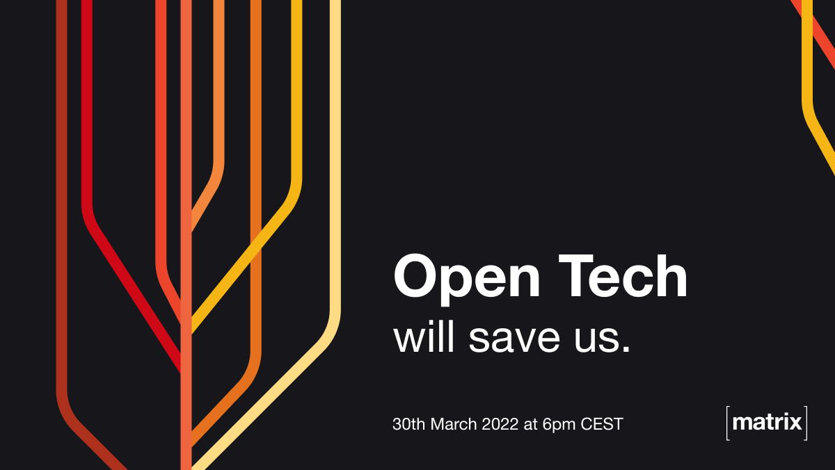 Banner of Open Tech Will Save Us. It displays an abstract tree, the name of the show, and the date of the episode: 2022-03-30